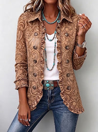 Vyclara™ | Retro Boho Floral Ruffled Jacket